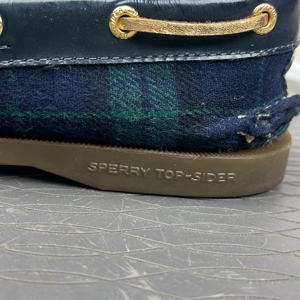 Sperry Blue and Green Plaid Topsider Boat Shoes Womens 7.5 - Picture 9 of 15